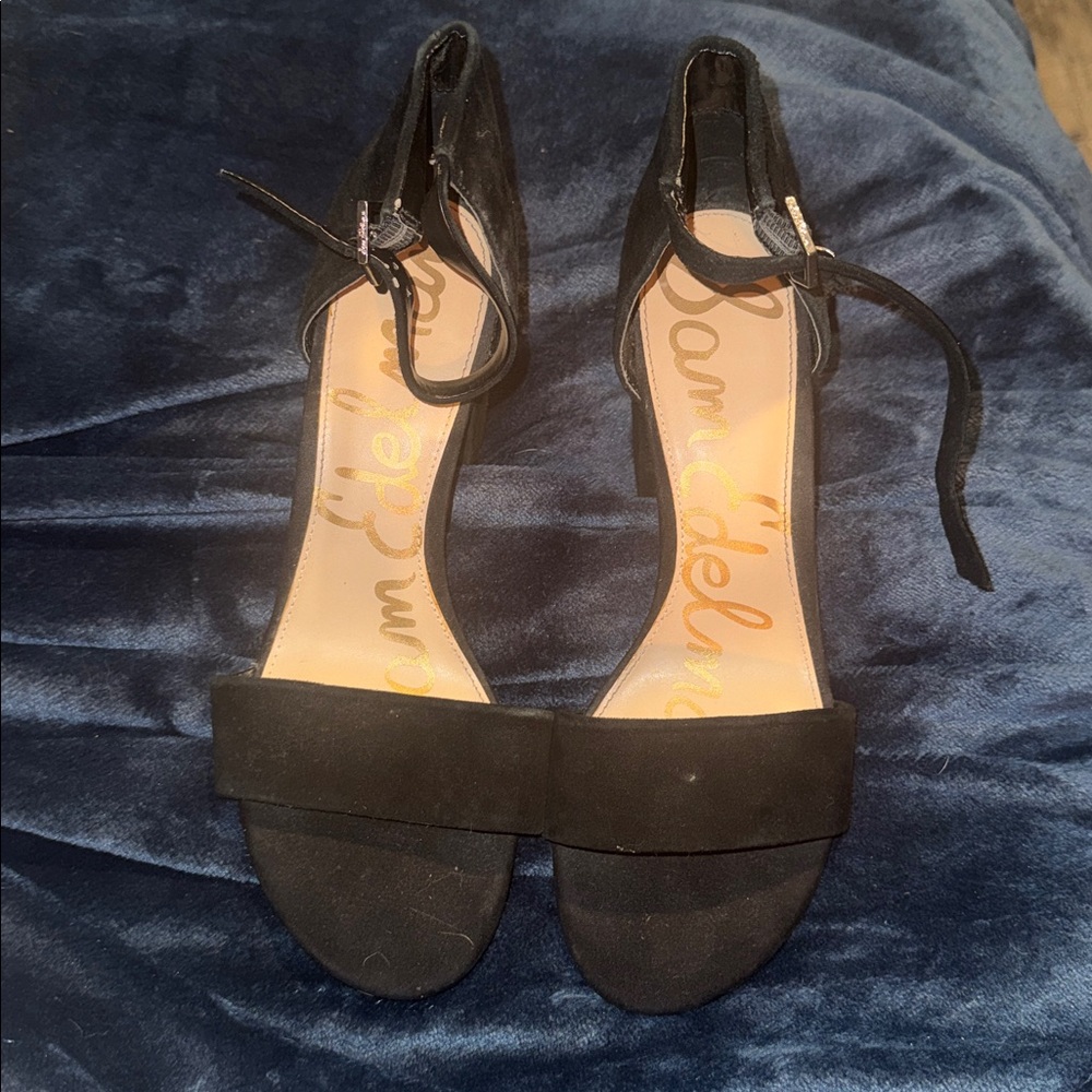 Sam Edelman Torrence Black Suede Block Heels 10